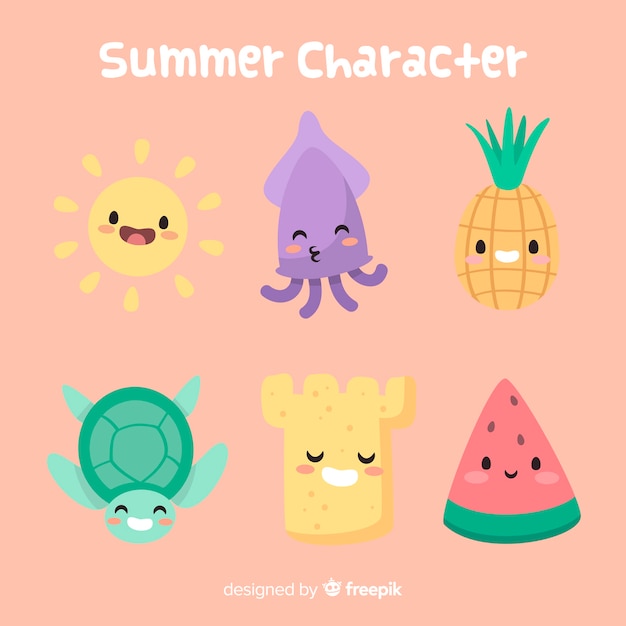 Kawaii summer character collection