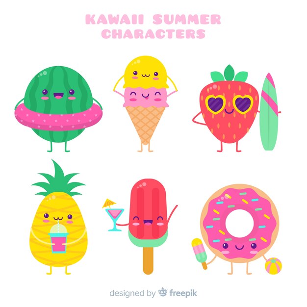 Kawaii summer character collection