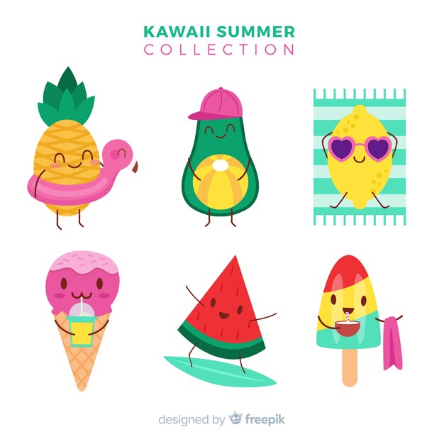 Kawaii summer characters