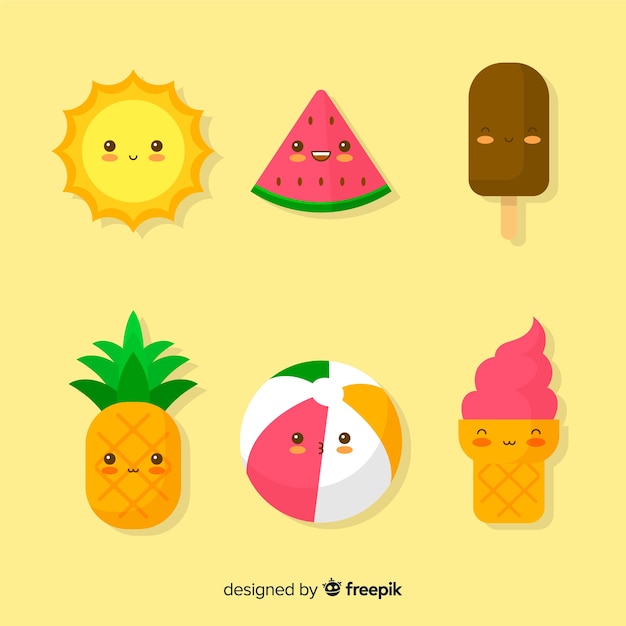 Kawaii summer characters