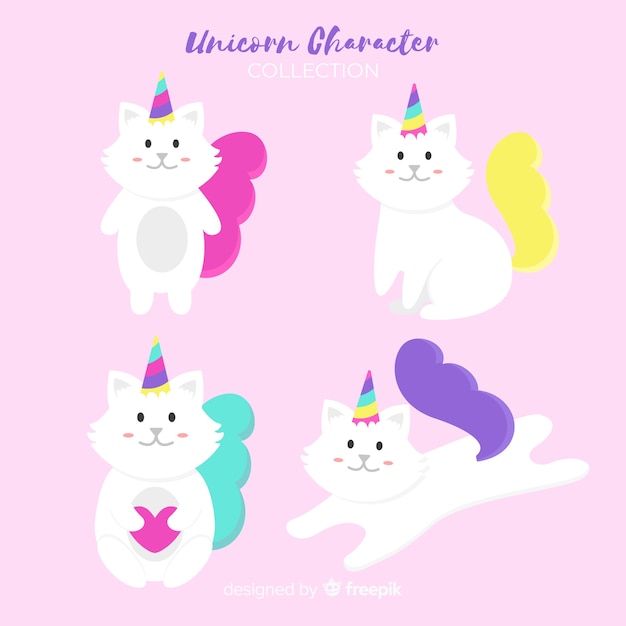 Free Vector kawaii unicorn character collection