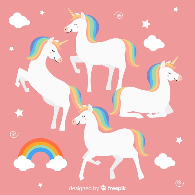 Kawaii unicorn character collection