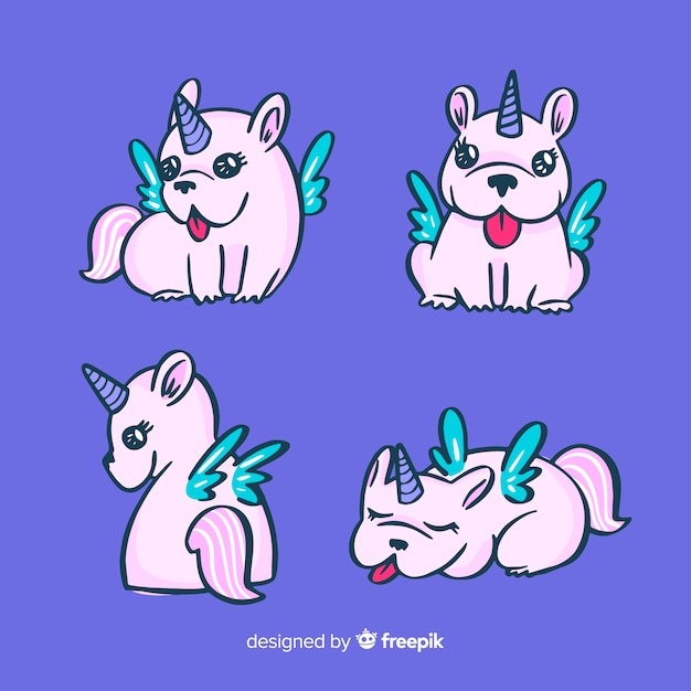 Kawaii unicorn character collection