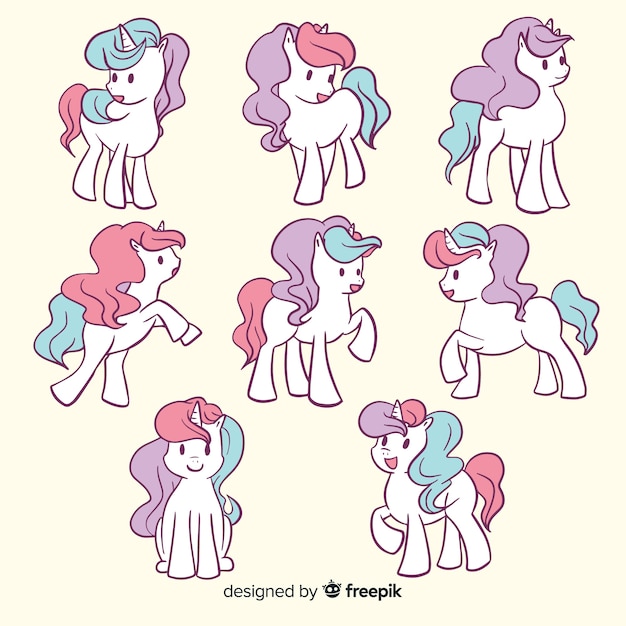 Kawaii unicorn character collection