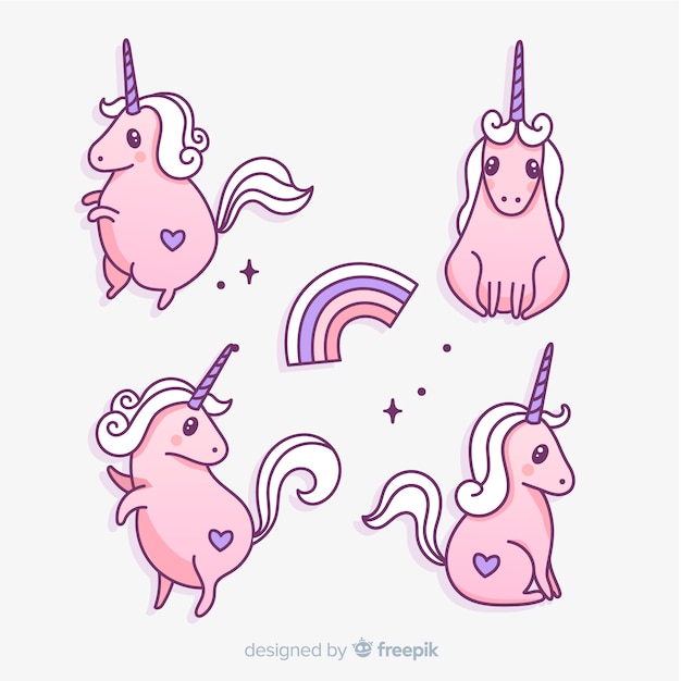 Kawaii unicorn character collection