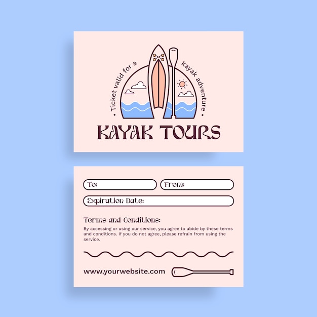 Kayak gift certificate template design