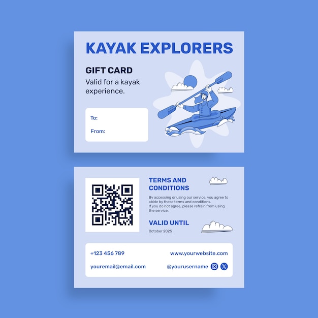 Kayak gift certificate template design