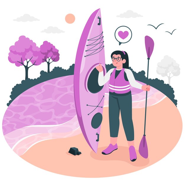 Kayaking concept illustration