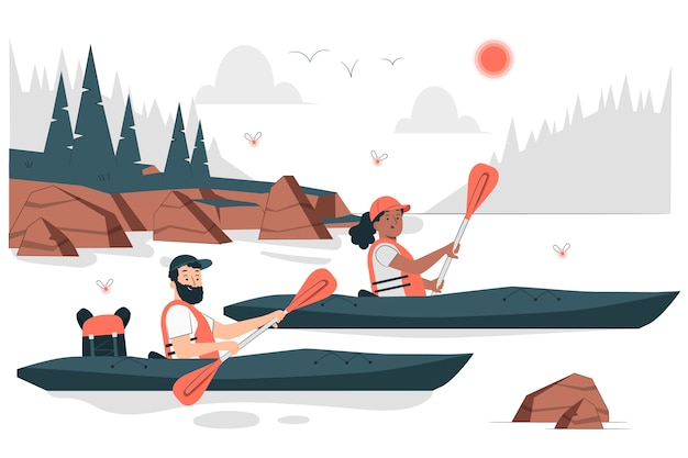 Free vector kayaking concept illustration