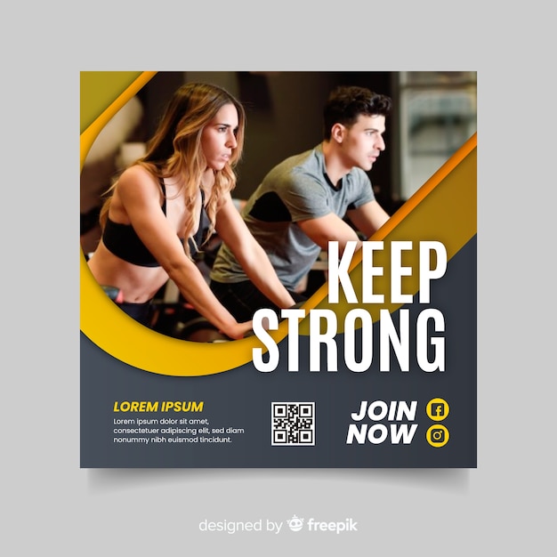 Keep strong sport flyer with photo