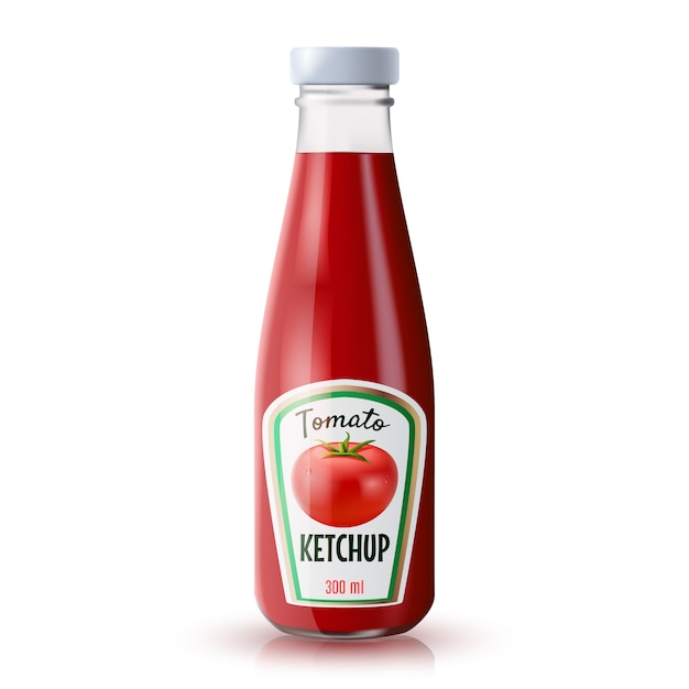 Free Vector ketchup realistic bottle