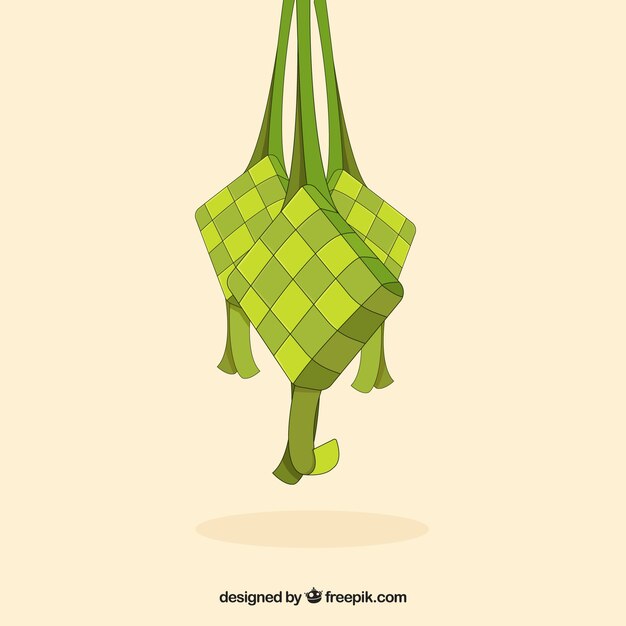 Ketupat background in hand drawn style