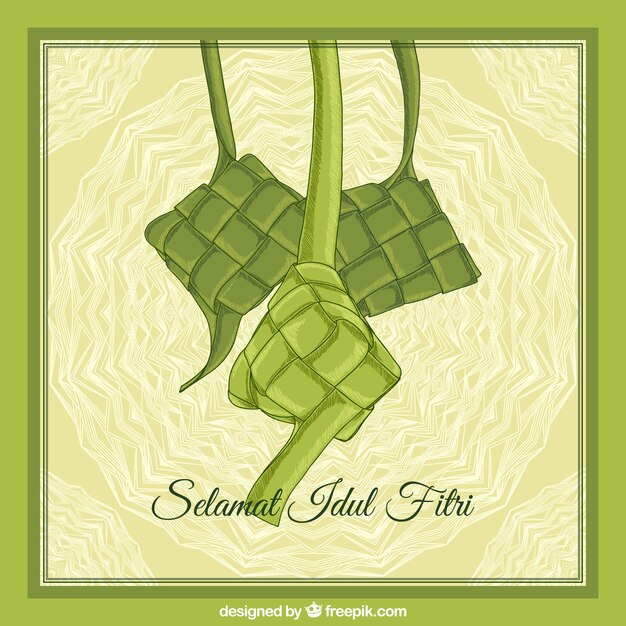 Ketupat background hand drawn style