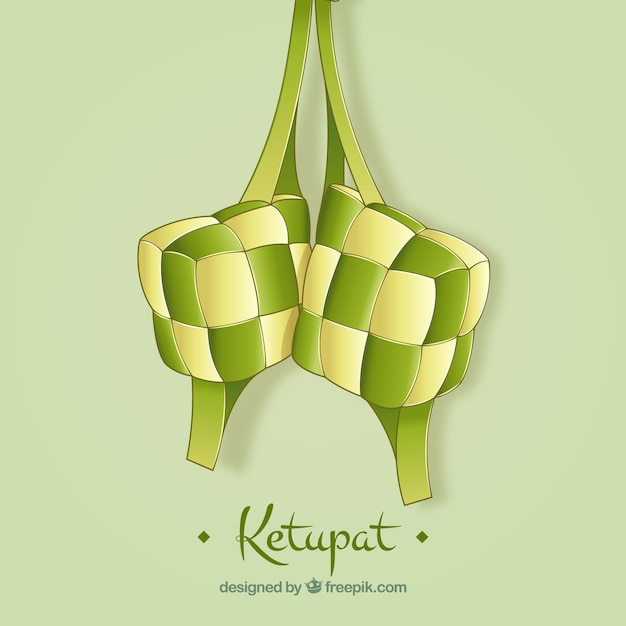 Ketupat background hand drawn style