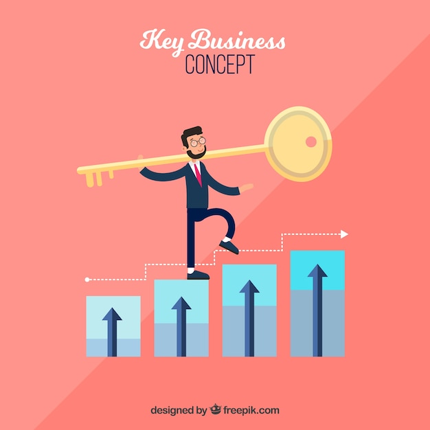 Free Vector key business concept with flat design