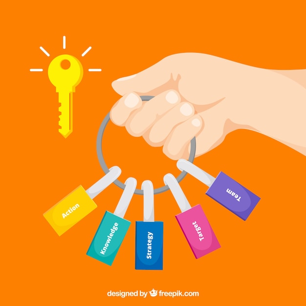 Free Vector key business concept with flat design