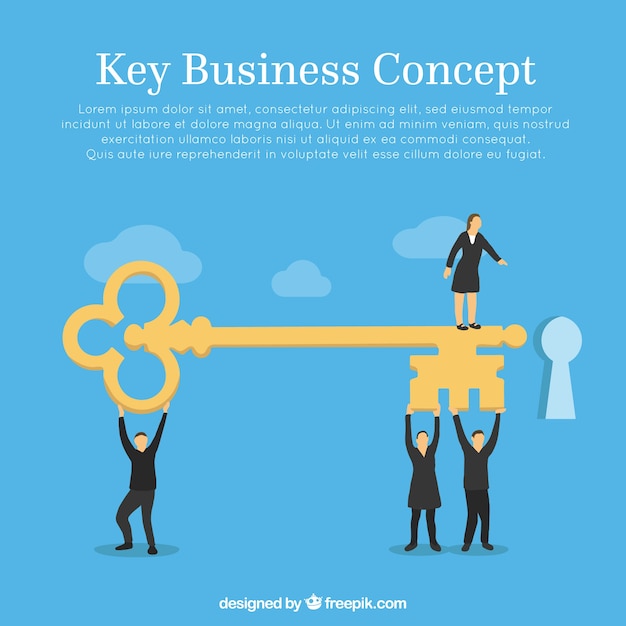 Free Vector key business concept with flat design