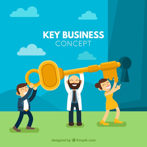 Free Vector key business concept with flat design