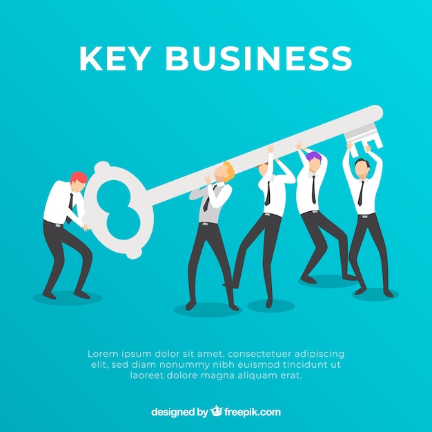 Free Vector key business concept with flat design