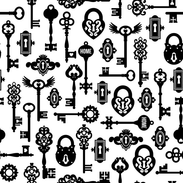 Keys And Locks Seamless Pattern