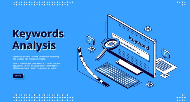 Keyword analysis seo tool isometric landing page