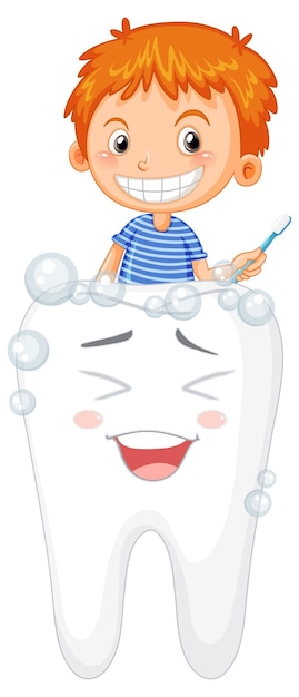 Free Vector kid cleaning humna teeth isolated