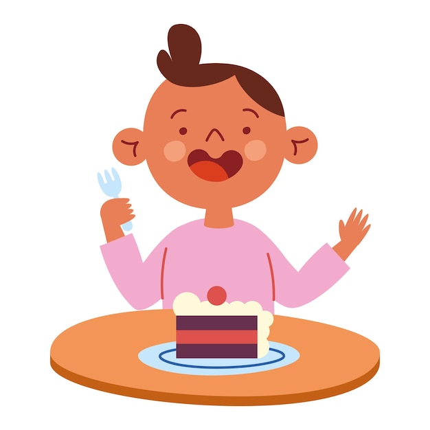 Free Vector kid eating cake