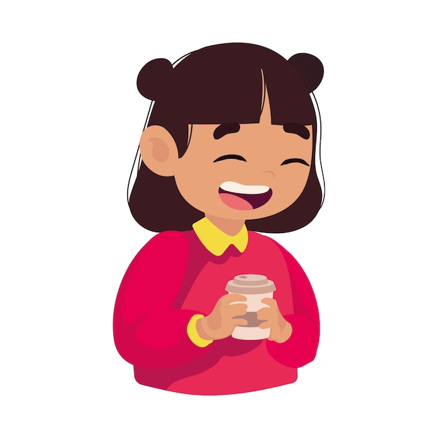 Free Vector kid eating soda isolated icon