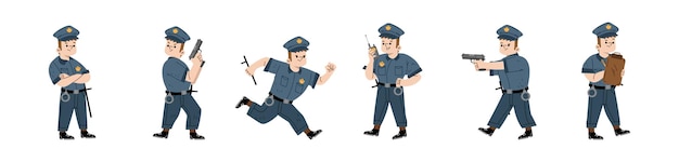 Free vector kid in policeman costume boy play police officer