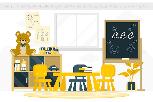 Free Vector kidergarten classroom concept illustration