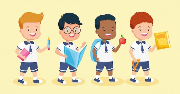 Free Vector kids in back to school