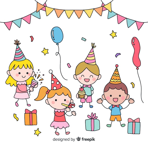 Free vector kids birthday party background