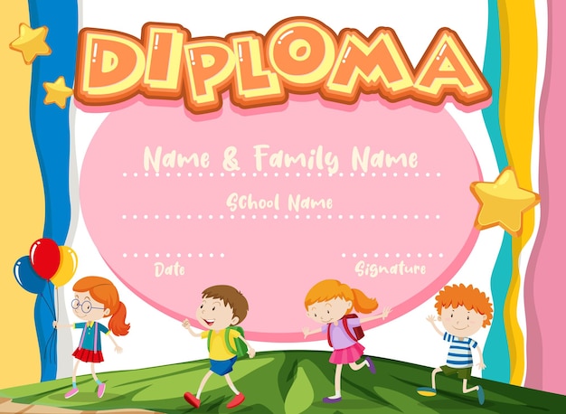 Kids diploma certificate template