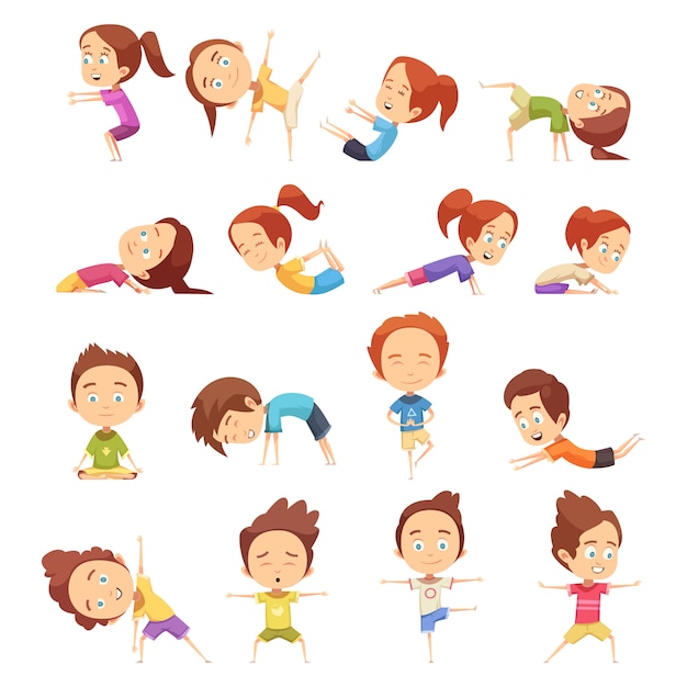 Kids doing yoga collection