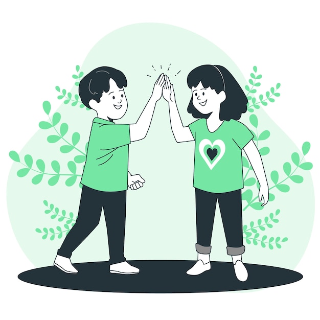 Kids high five concept illustration