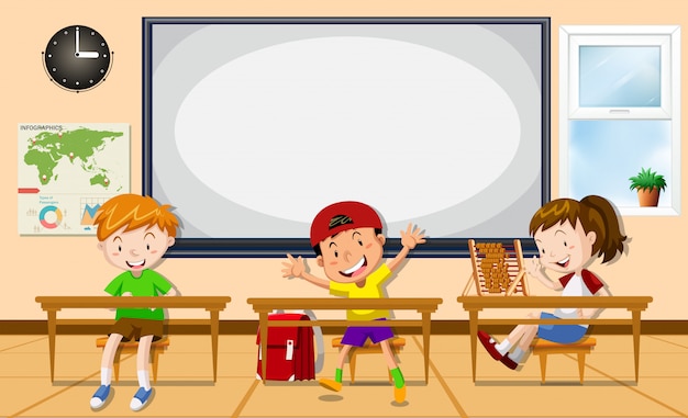 Free Vector kids learning in the classroom