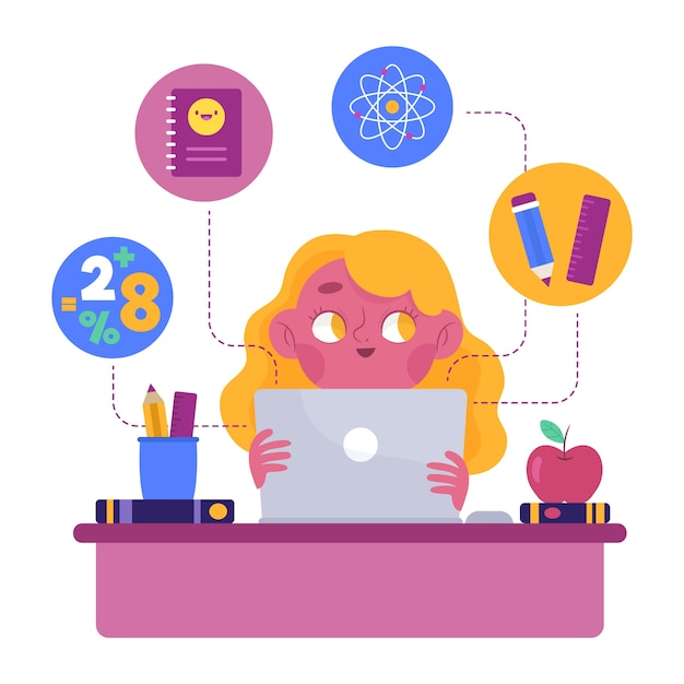 Kids online lessons illustration