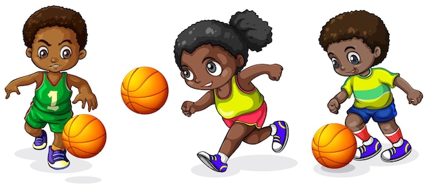 Free Vector kids playing basketball