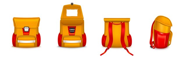 Kids school bag or rucksack set isolated on white.