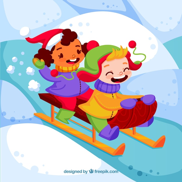 Kids on a sledge