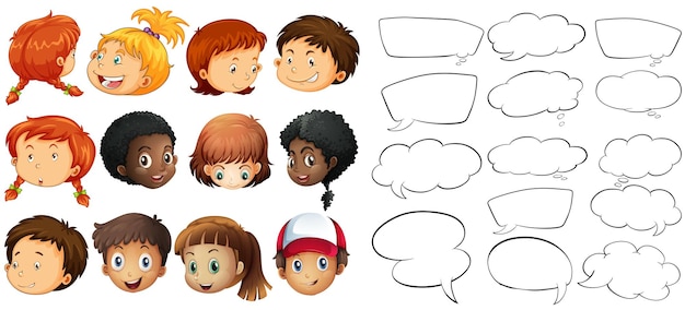 Kids and speech bubble templates