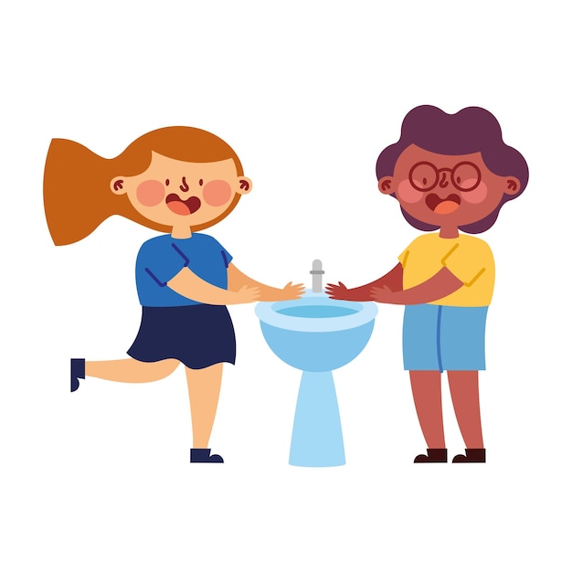 Free Vector kids washing hands illustration