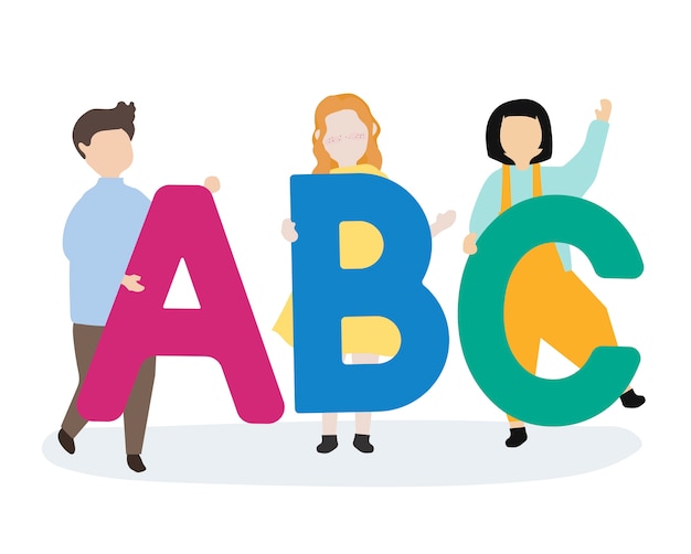 Free Vector kids with the abc letters