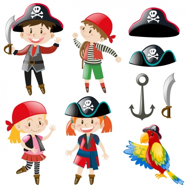 Kids with pirate costumes