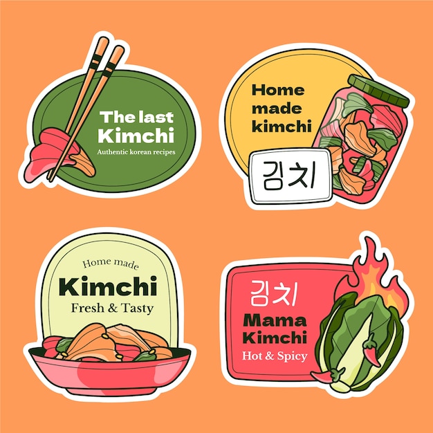 Kimchi food label set