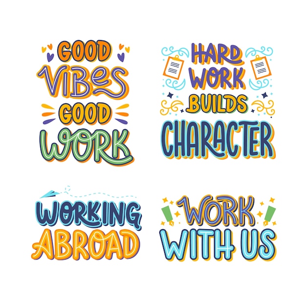 Free Vector kind quotes lettering set