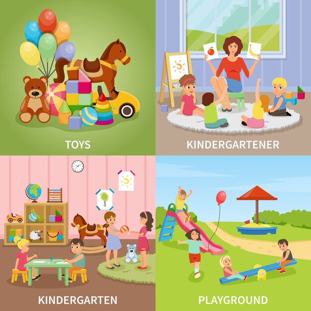 Kindergarten Flat Design Concept