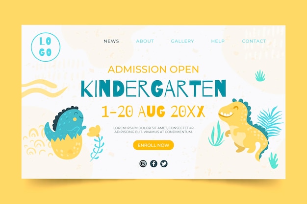 Kindergarten landing page