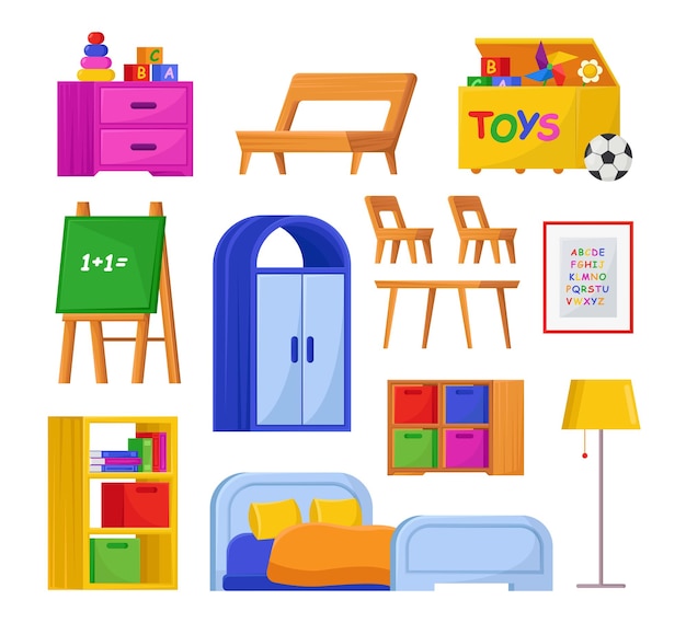 Free Vector kindergarten or nursery elements vector illustrations set