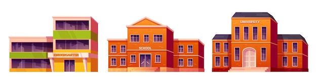 Free Vector kindergarten school and university building set